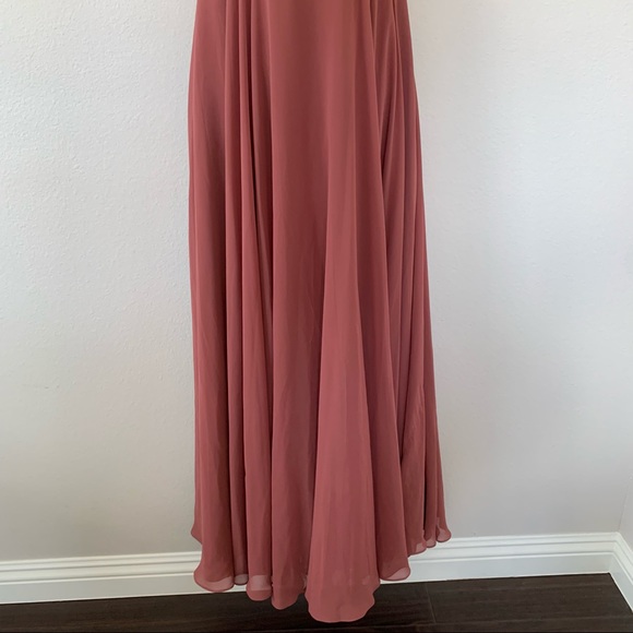 Jenny Yoo Elizabeth Sleeveless Sweetheart Neck Chiffon Maxi Gown Cinnamon Pink - Picture 9 of 16